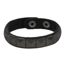 Black Pistol Studded Bracelet 1-Row (Black-Black)