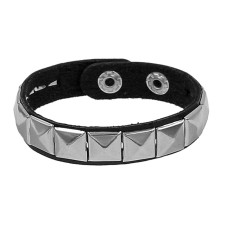 Black Pistol Studded Bracelet 1-Row (Black-Silver)