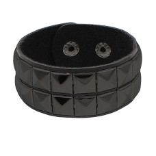 Black Pistol Studded Bracelet 2-Row (Black-Black)