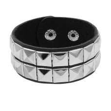 Black Pistol Studded Bracelet 2-Row (Black-Silver)