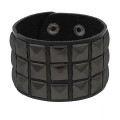 Black Pistol Studded Bracelet 3-Row (Black-Black)