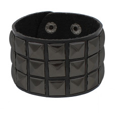 Black Pistol Studded Bracelet 3-Row (Black-Black)