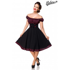 BELSIRA schulterfreies Swing-Kleid (black red)